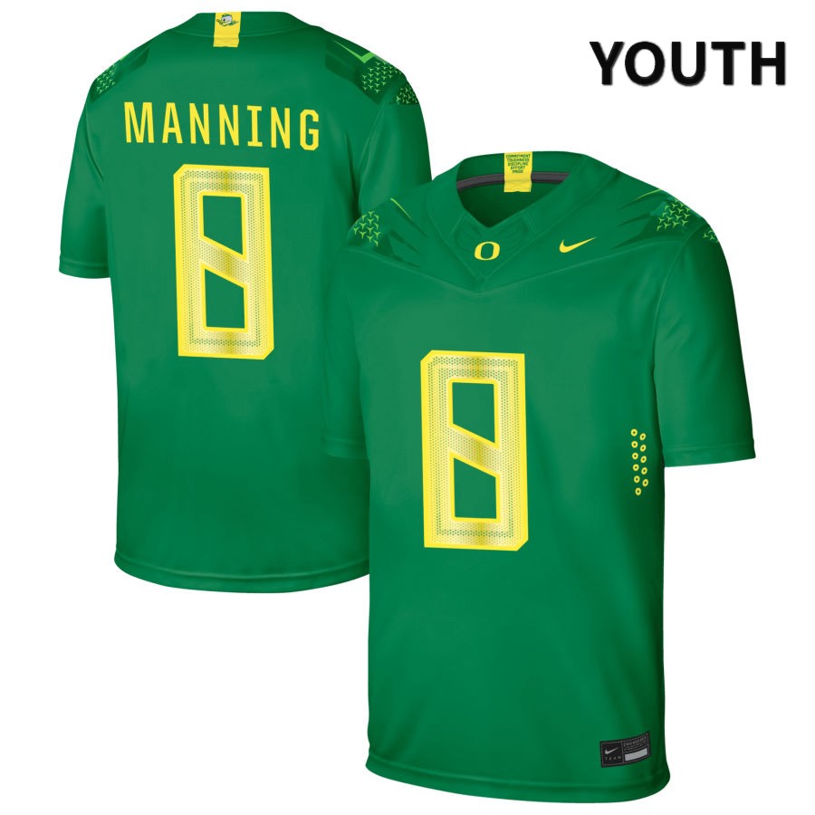 Oregon Ducks Youth #8 Dontae Manning Football College Authentic Green NIL 2022 Nike Jersey ZZS25O2L